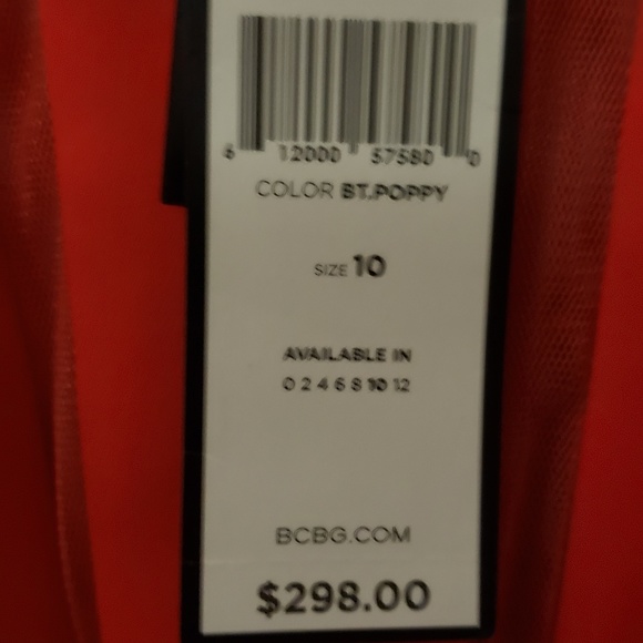 NWT BCBG MAXAZRIA Mesh-blocked Red Halter Dress - Picture 4 of 7